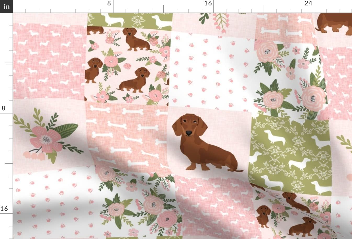Spoonflower Fabric - Dachshund Pet Quilt Red Dogs Breeds Cheater Weiner Wholecloth Top Printed on Minky Fabric by The Yard - Sewing Baby Blankets Quilt Backing Plush