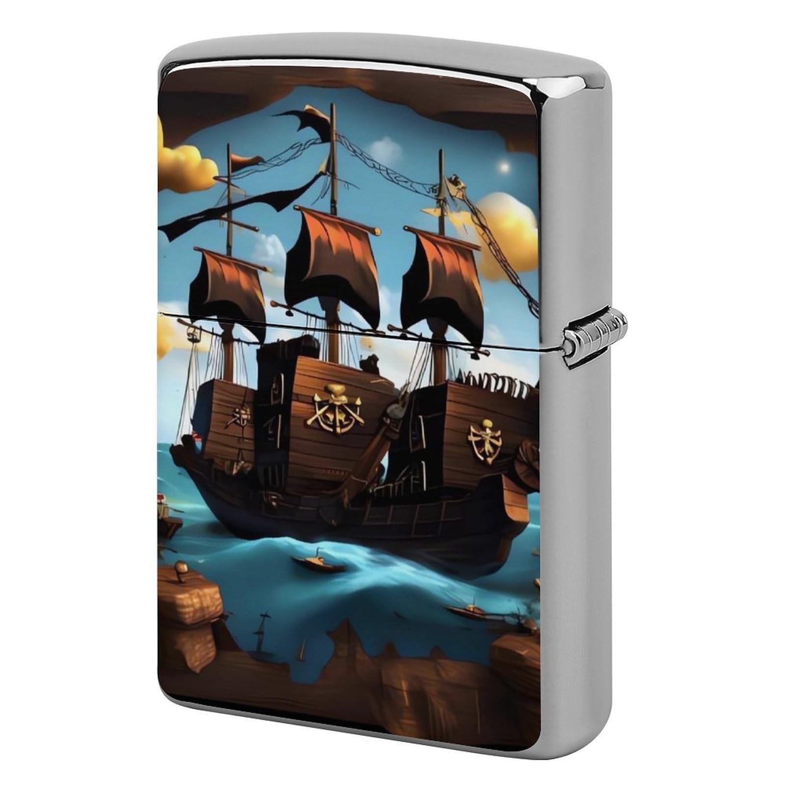 Cartoon Ship Lighter Cover for Men, Personalized Lighter Case for Birthday Gift, Flip-Top Lighters Protective Cover, Portable Lighters Shell for Outdoor, Travel