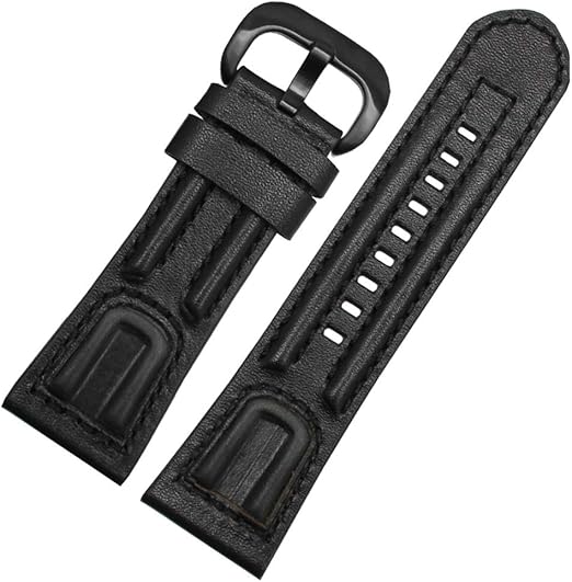 Leather Watch Strap 28mm Handmade Leather Mens Watch Band Black Black