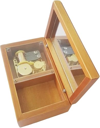 Miniatura 9 de FnLy Caja musical de madera con cuerda de encaje antiguo de 18 notas con movimiento chapado en plata, You are My Sunshine Music