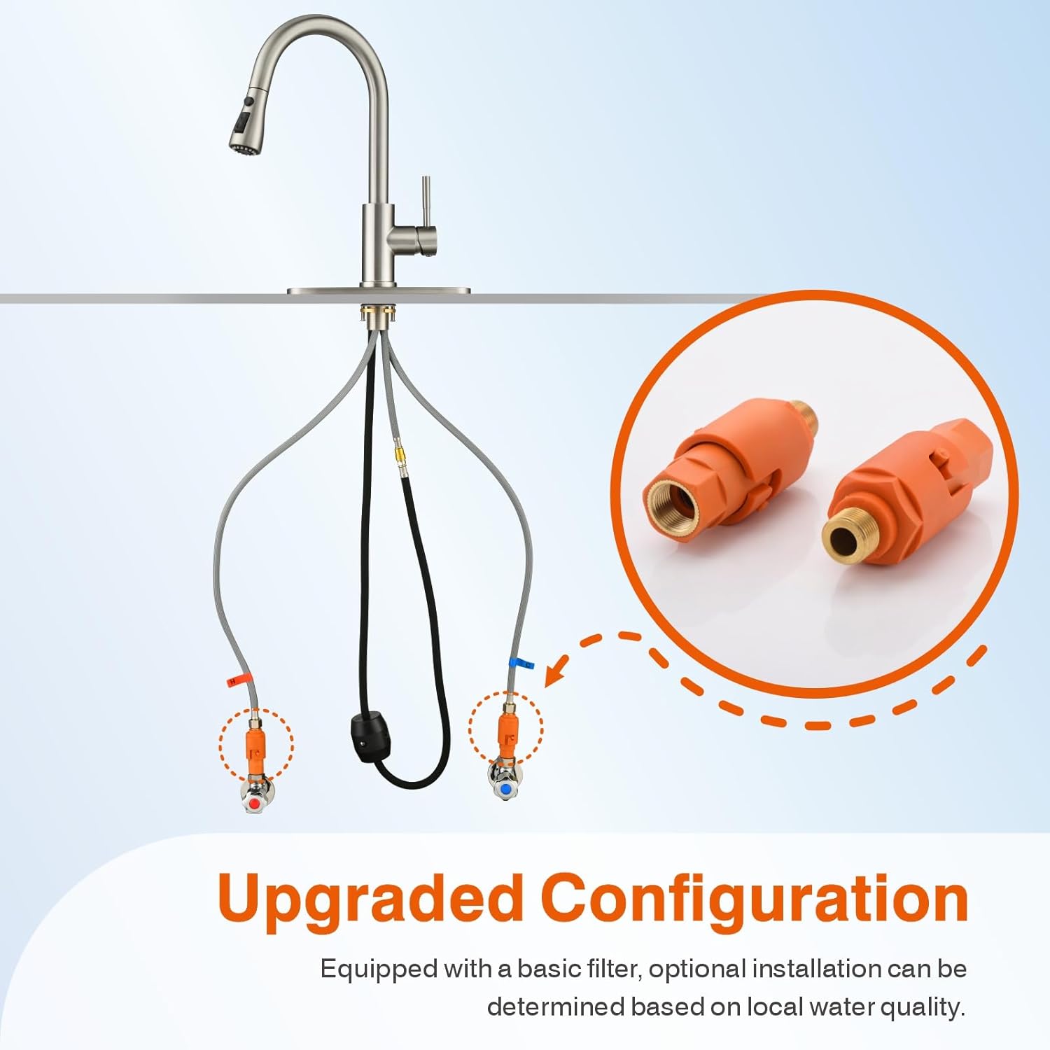 Kitchen Faucet, Kitchen Sink Faucet, Sink Faucet, Pull-Down Kitchen Faucets, Free Water Filter Included, Brushed Nickel, RULIA PB1020