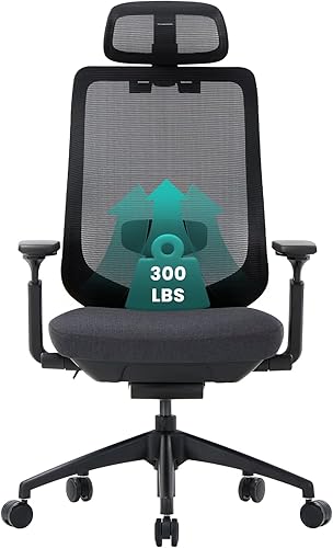 COLAMY Silla de oficina ergonómica de malla, silla de escritorio ejecutiva de computadora con respaldo alto, soporte lumbar con reposacabezas