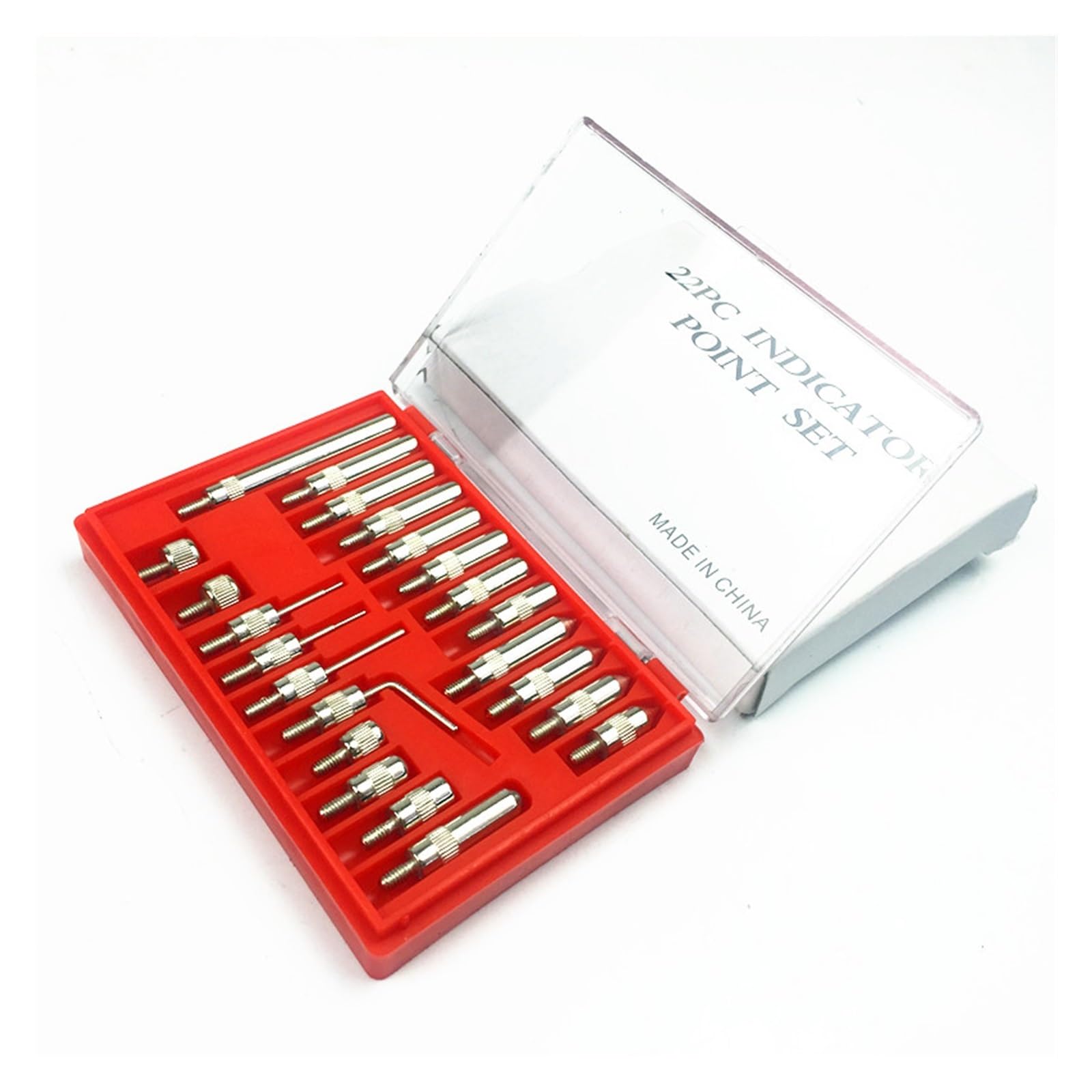 Measuring Tool Dial Indicator 0-10mm Lug Back Test Gauge and 22pcs M2.5 Anvil Point Set Thread 2.5mm High Resolution(22pcs Anvil Point)