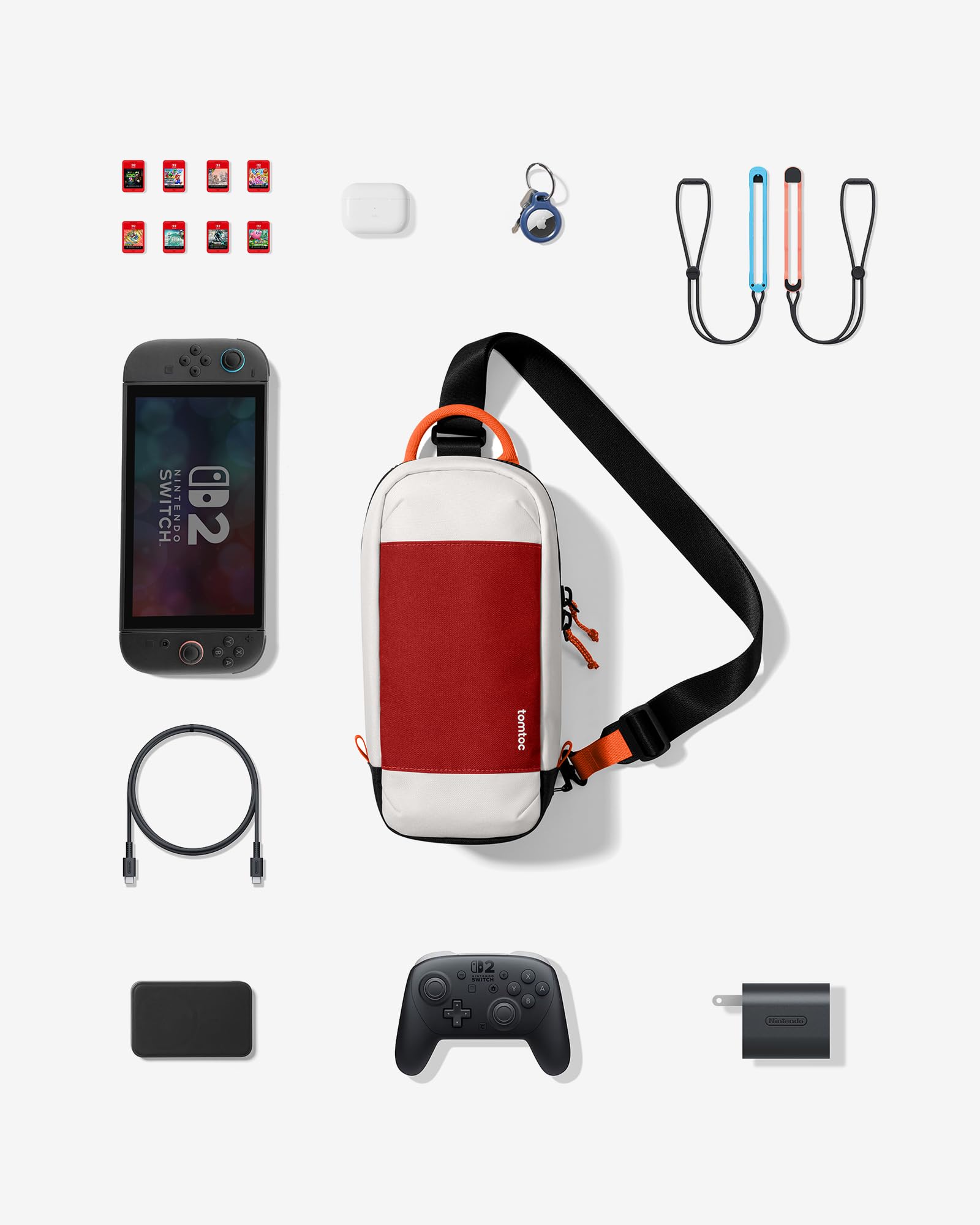 tomtoc Sling Crossbody Bag for Nintendo Switch 2, Protective Travel Chest Carrying Gaming Pouch with 8 Game Cartridges Slots - Nintendo Switch 2 - Very Good - Used Accessory - Image 8