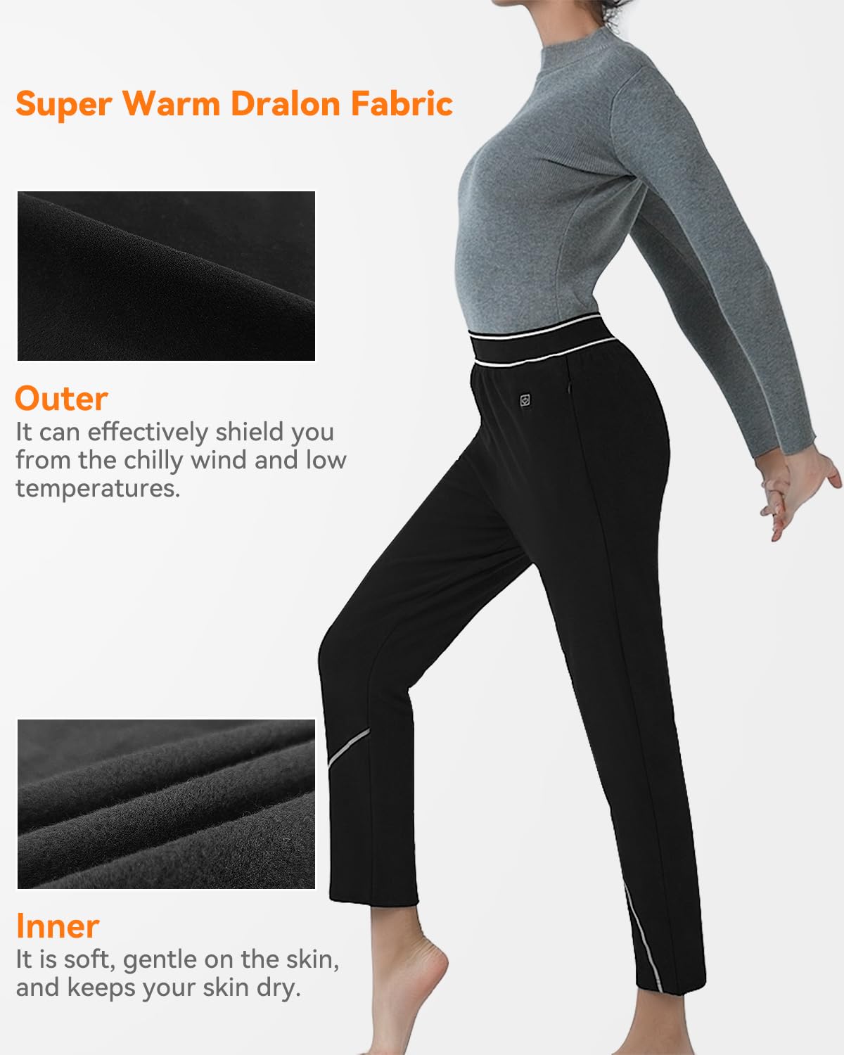 FERNIDA Pantaloni termici da donna strato base, leggings termici con power bank, biancheria intima termica per l'inverno, caldi e quotidiani, 8 cuscinetti riscaldanti