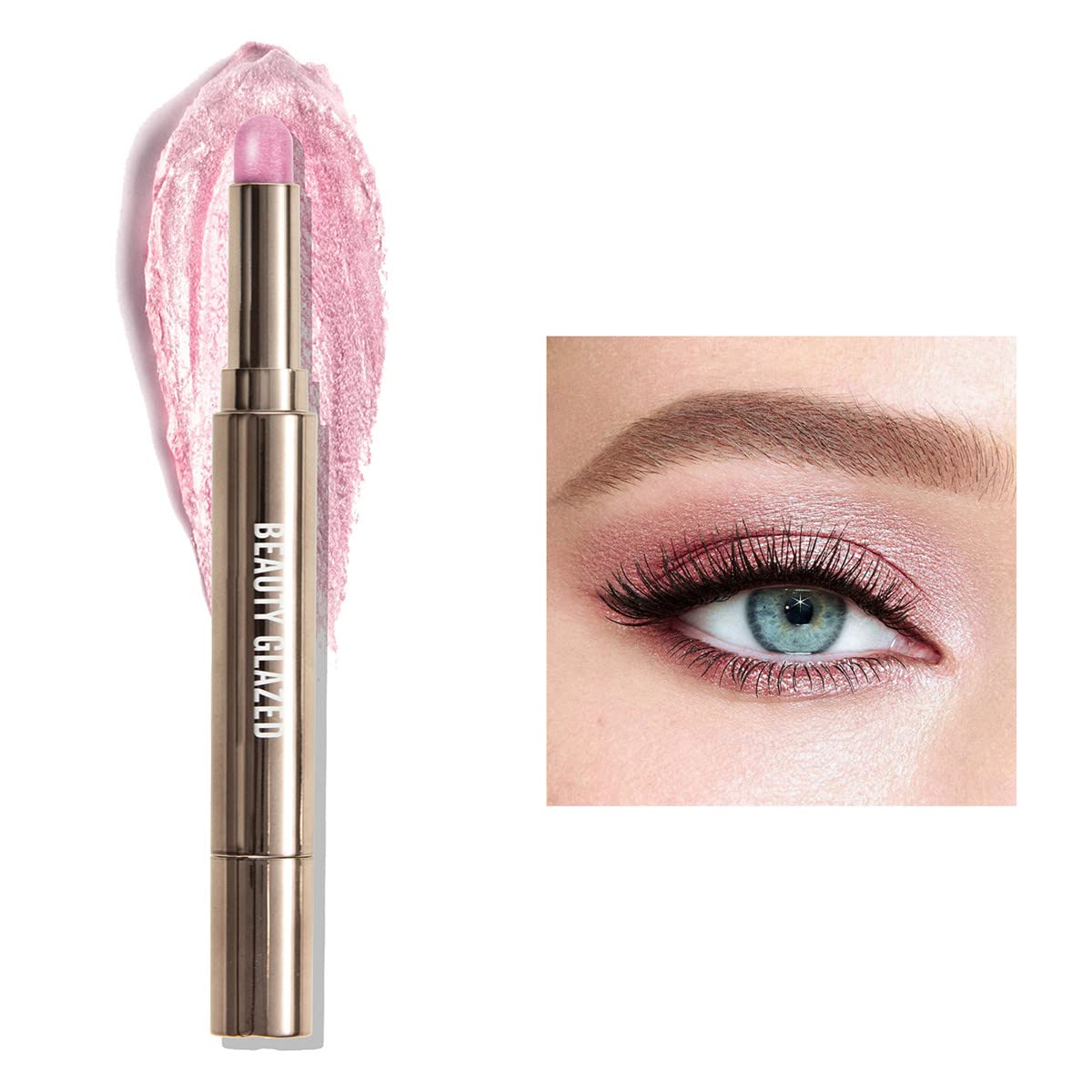 Barra de sombra de ojos brillante,Lápiz de sombra de ojos cremoso metálico Crayon Eye Brightener Highlight Makeup, Sombra de ojos en crema de larga duración a prueba de agua (#01 ROSA)