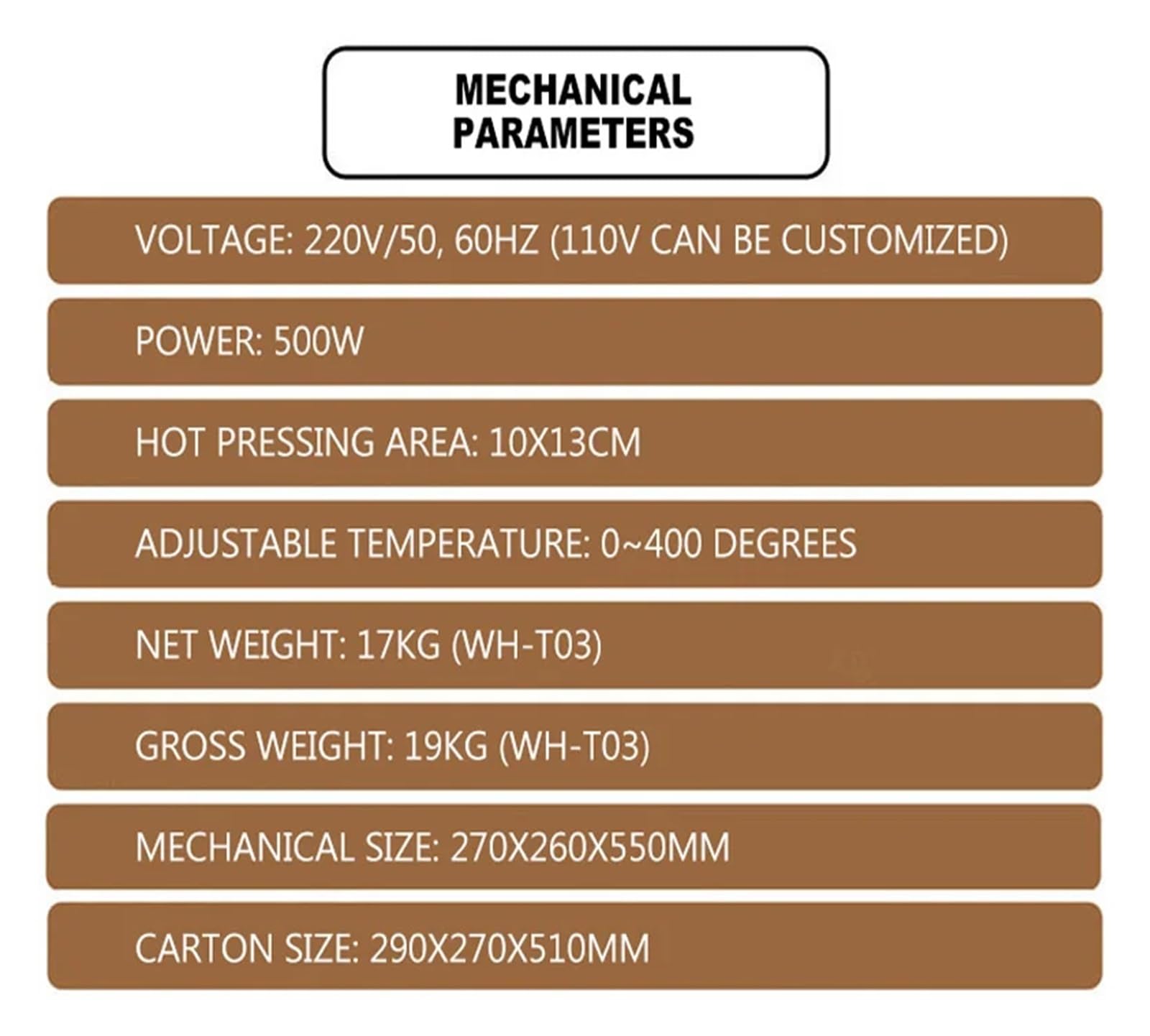 Termopressa, Macchina for Stampa a Caldo pneumatica da 500 w, Strumenti for Stampa a Caldo della Macchina for Stampa a Caldo con Logo in Legno in Pelle(WH-T03)