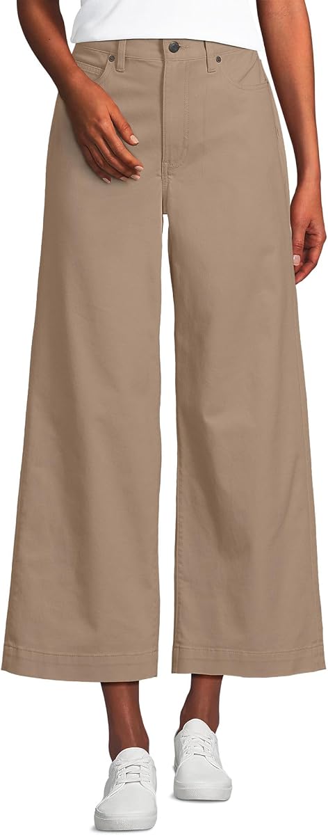 Lands' End Women's Knockabout Chino High Rise 5 Pocket Wide Leg Crop Pants