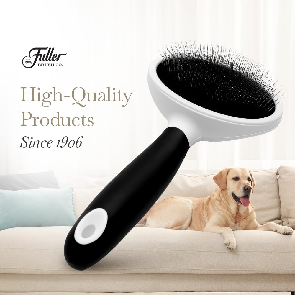 Fuller Brush Slicker Brosse pour animal de compagnie – Fils d'acier fins coudés – Poignée ergonomique caoutchoutée pour plus de confort et de contrôle – Élimine les poils morts et emmêlés – Outil pour