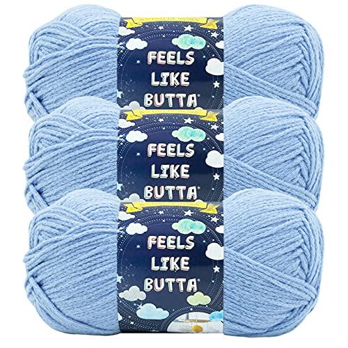 Image of Lion Brand Yarn Feels Like Butta Soft Yarn for Crocheting and Knitting, Velvety, 3-Pack, Periwinkle