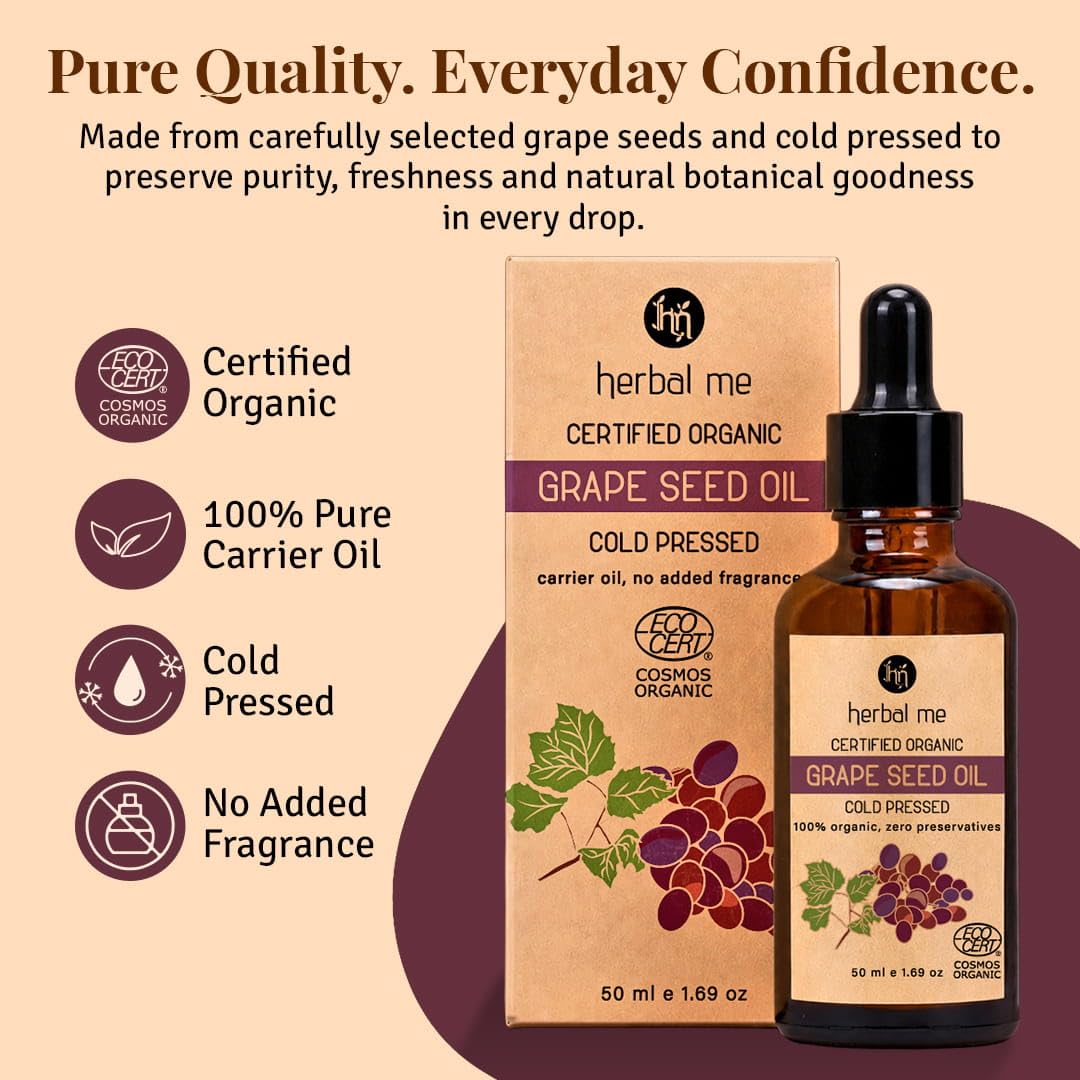 Buy HM Herbal Me Certified Organic Grape Seed Oil | Cold Pressed