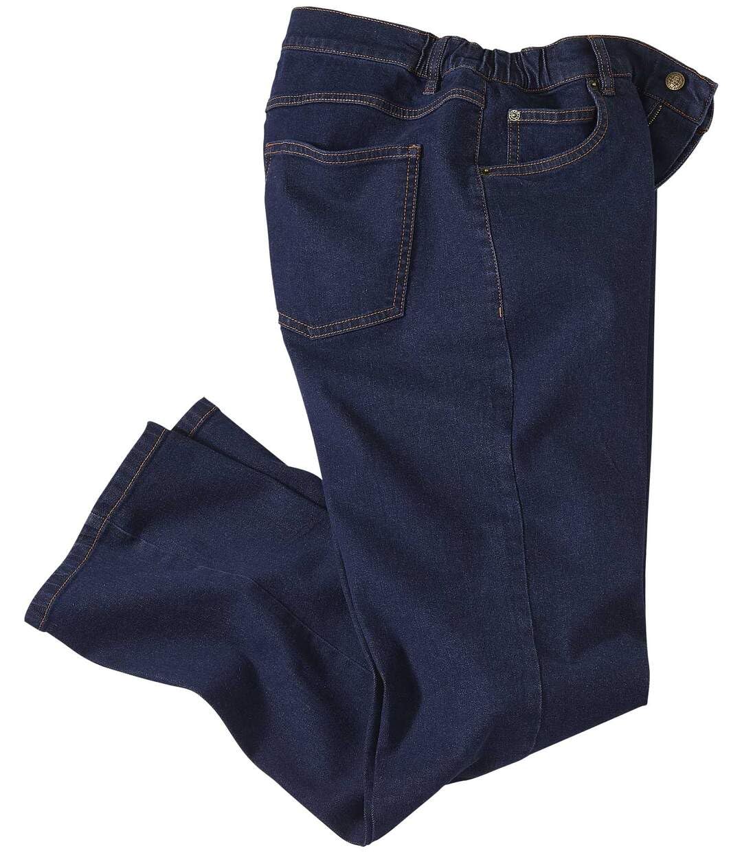 ATLAS FOR MEN - Men's Blue Semi-Elasticated Jeans - W38