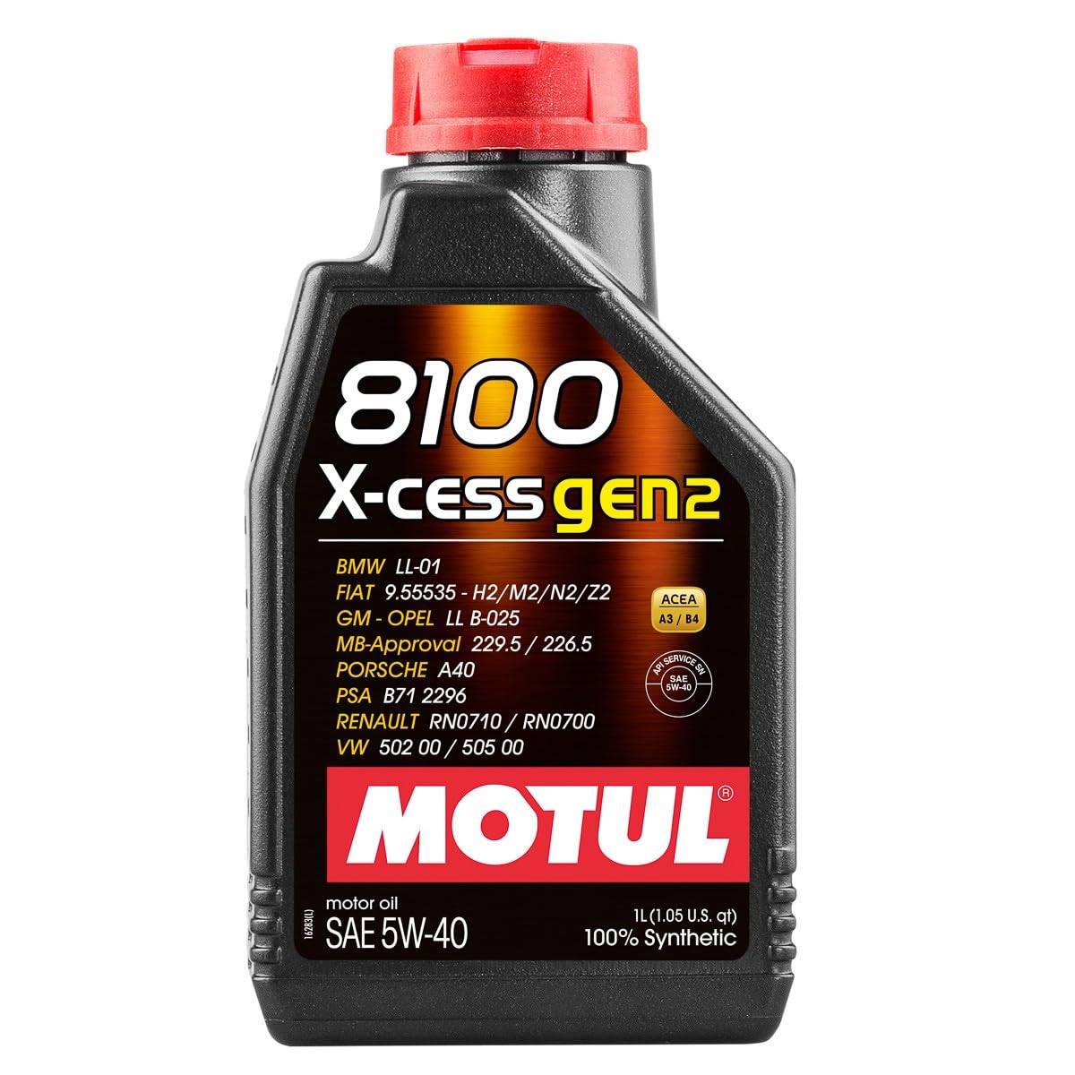 Motul 109774 8100 X-Cess Gen2 5W-40 Motor Oil 1-Liter Bottle