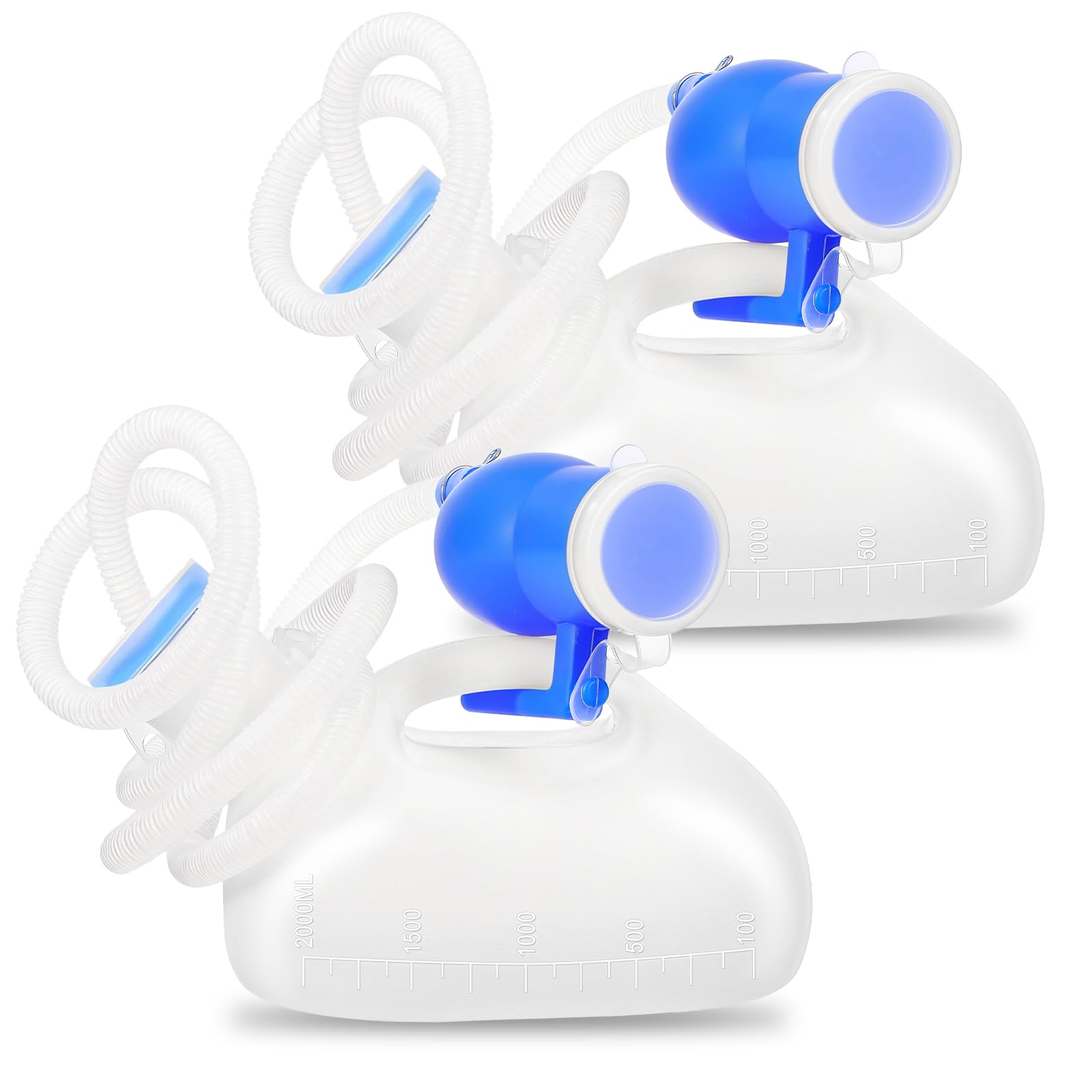 Orinarios portátiles para hombres, botellas de orinal de 2000 ml, botella portátil a prueba de derrames, reutilizable, tubo de 59 pulgadas de largo con tapa para camping, coche, cama de viaje