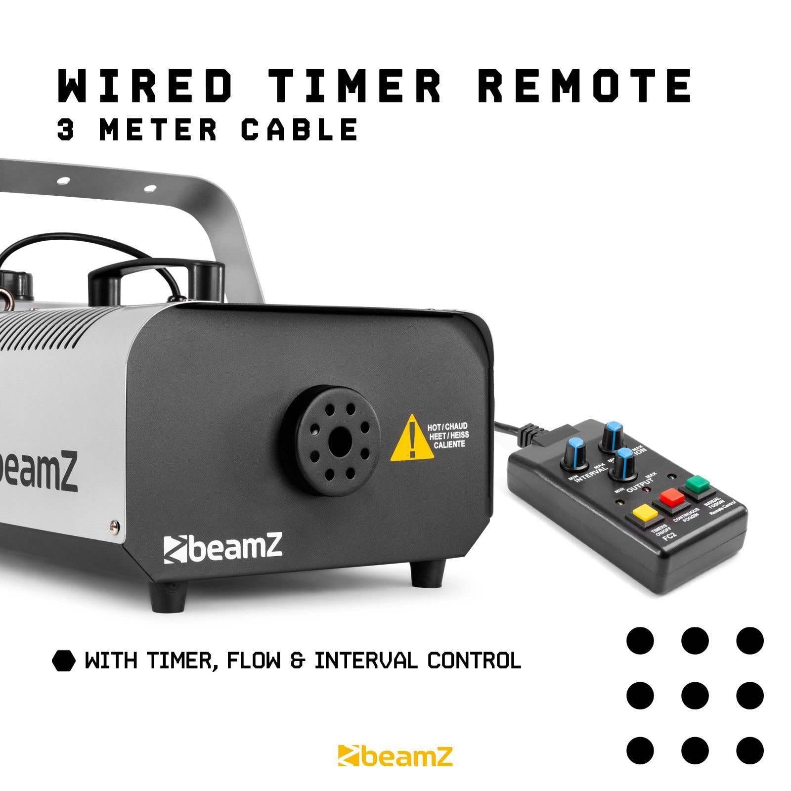 BeamZ S1500 MKII Nebelmaschine 1500 Watt Fogger, Party Rauchmaschine, Fog Machine mit Intervall Timer, 2,5 Liter Tank, Disco Smoke Machine für DJs, Nebelmaschine Halloween, Hochzeiten, Partys