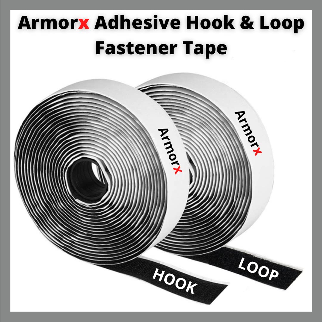 Armorx Self Adhesive Fastener Hook & Loop Multi-Functional Mounting Stick-On Tape - White - 25 feet 4