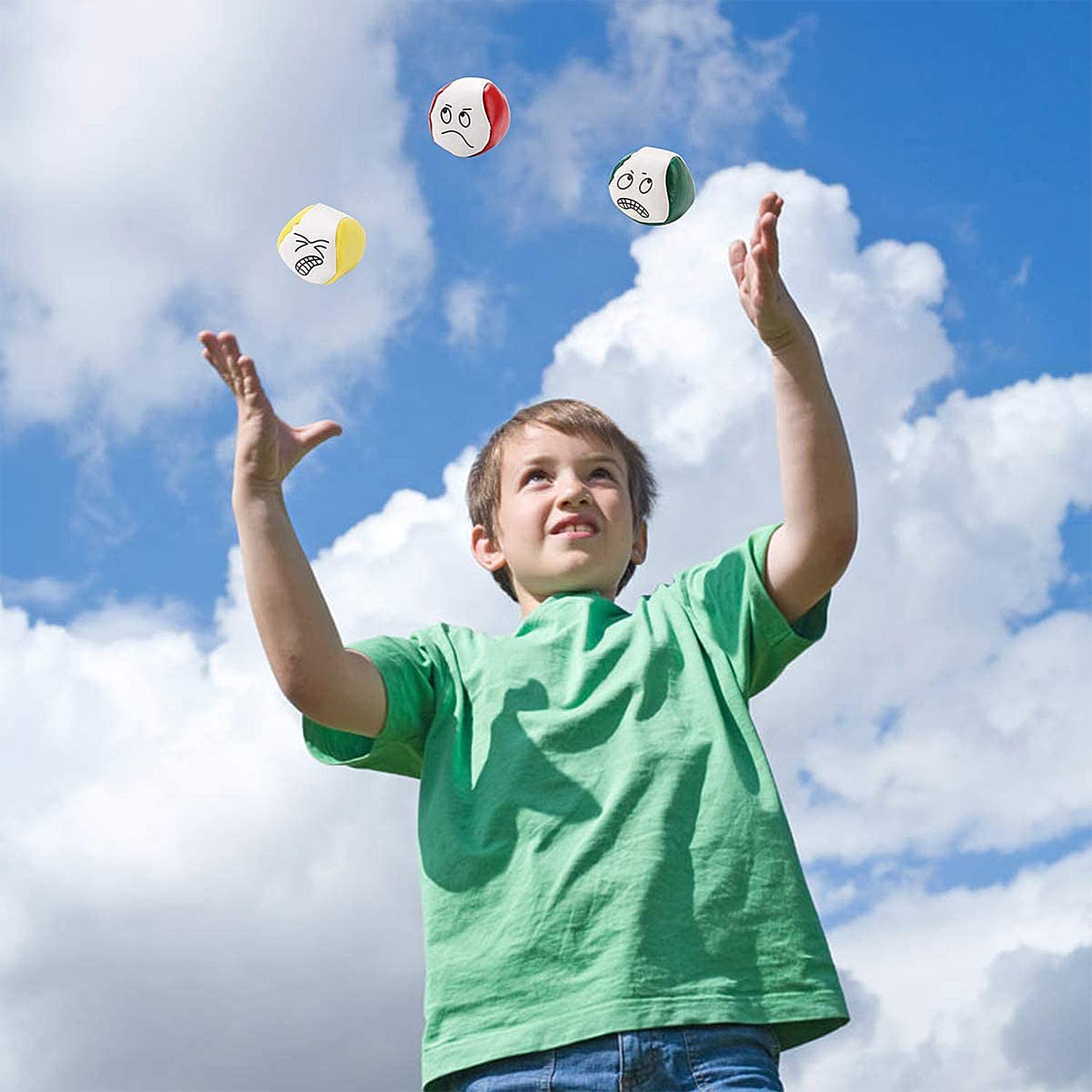 BUKLUKE Balle de Jonglage, 5 Pcs Jeux de Balle pour Enfants, Educational Balle Chamboule Tout, Jeux Au Balle Jonglerie pour Intérieur et Extérieur - 3