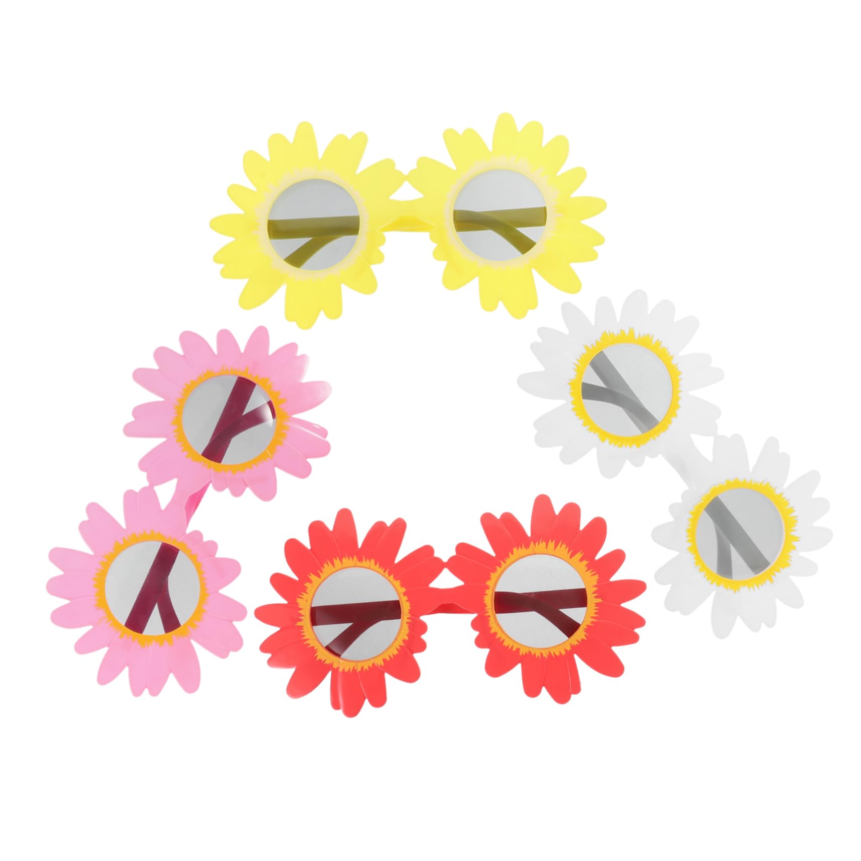 FRCOLOR 4pcs Sunflower Party Glasses Funny Sunglasses Props for Hawaii Beach Decor Cosplay Dance Party Unique Round Frame Lightweight