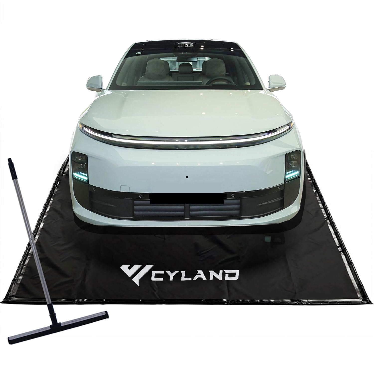 Garage Floor Mat 8'6" x 20' Heavy-Duty Waterproof, Non-Slip PVC Parking Mat, All-Weather Car Containment Mat for Oil, Snow & Dirt Floor Protection Includes Squeegee for Easy Cleanup