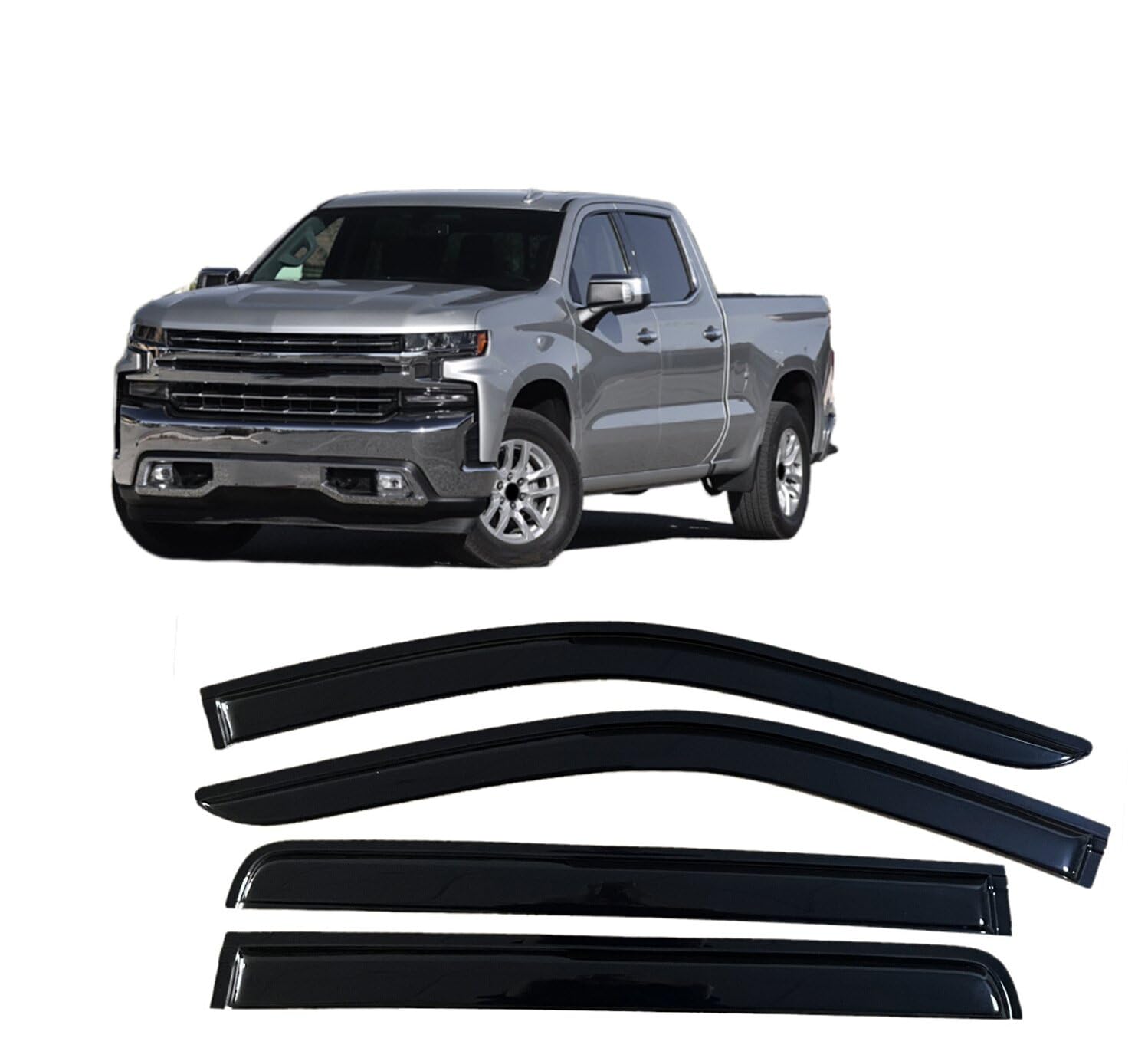 Acwyahso Rain Guards Wind Deflectors for SILVERADO 1500 19-25 CREW CAB, 4Pcs Vent Visors, Allows Fresh Air & Keeps Rain Out, No-Drill Install