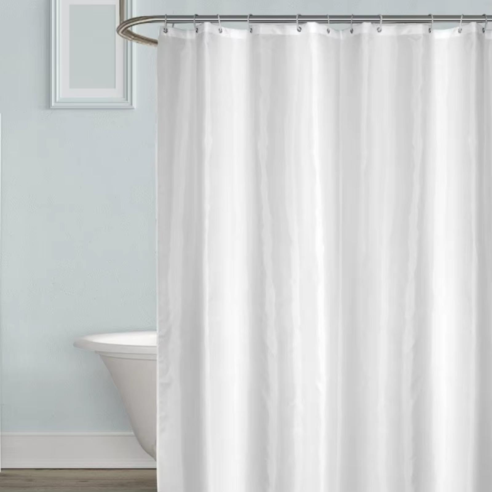 Tenda da doccia impermeabile bianca per vasca da bagno, grande, 220 x 180 cm, 12 ganci inclusi, tessuto di alta qualità, resistente alla muffa, elegante decorazione per il bagno