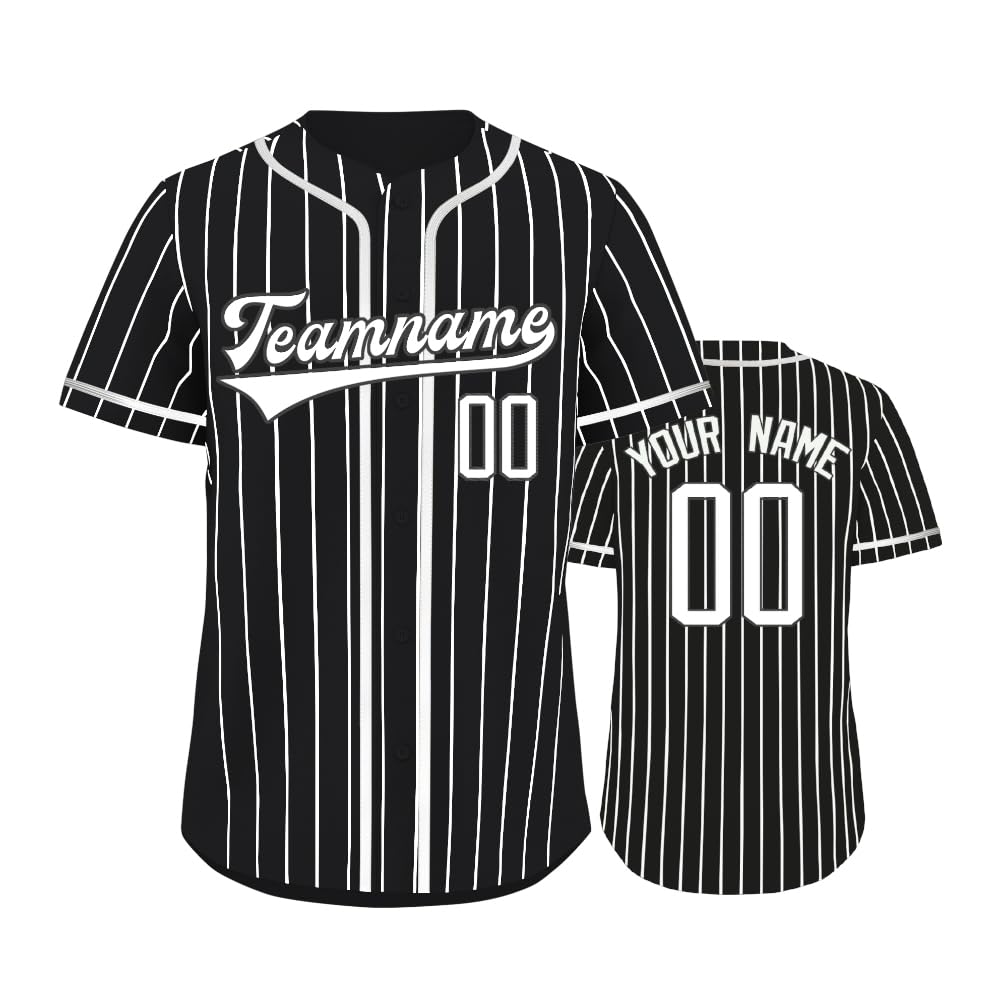 Custom Stripe Baseball Jersey Hipster Pinstripe Sports Shirts Personalized Name Number and Logo for Men Women Youth