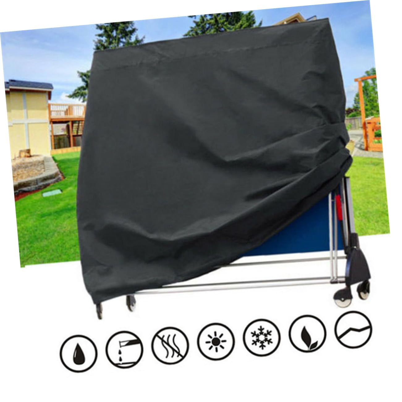 Tischtennisabdeckung Outdoor aus Oxford Stoff Schwarz