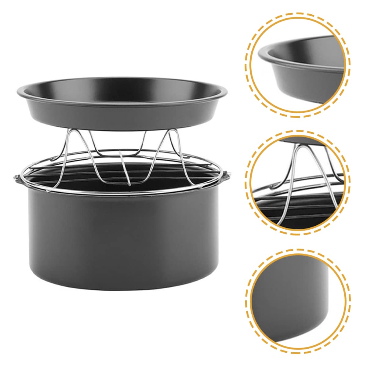 3 Pezzi Accessori per Friggitrice Ad Aria Set Teglia da Forno Griglia Rivestimento Antiaderente Griglia Vapore