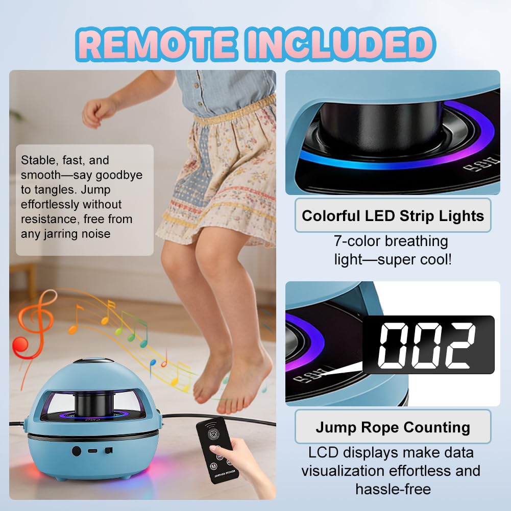 Comba electrónica con mando a distancia, cuerda de saltar eléctrica, 10 niveles de velocidad, música Bluetooth, Smart Jump Rope Machine, contador de pantalla LED