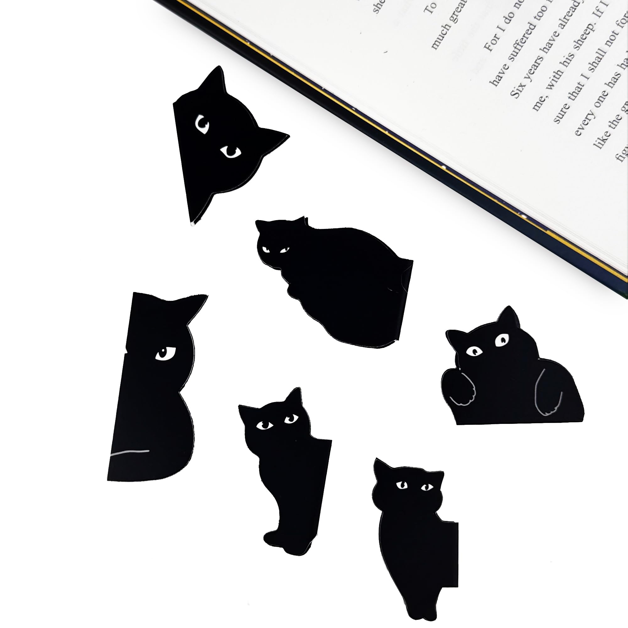 SONAME Lot de 6 marque-pages magnétiques – Marqueurs de page en forme de chat mignon pour les amateurs de livres, marqueurs de livre à clip pour étudiants, enseignants et lecture (A)