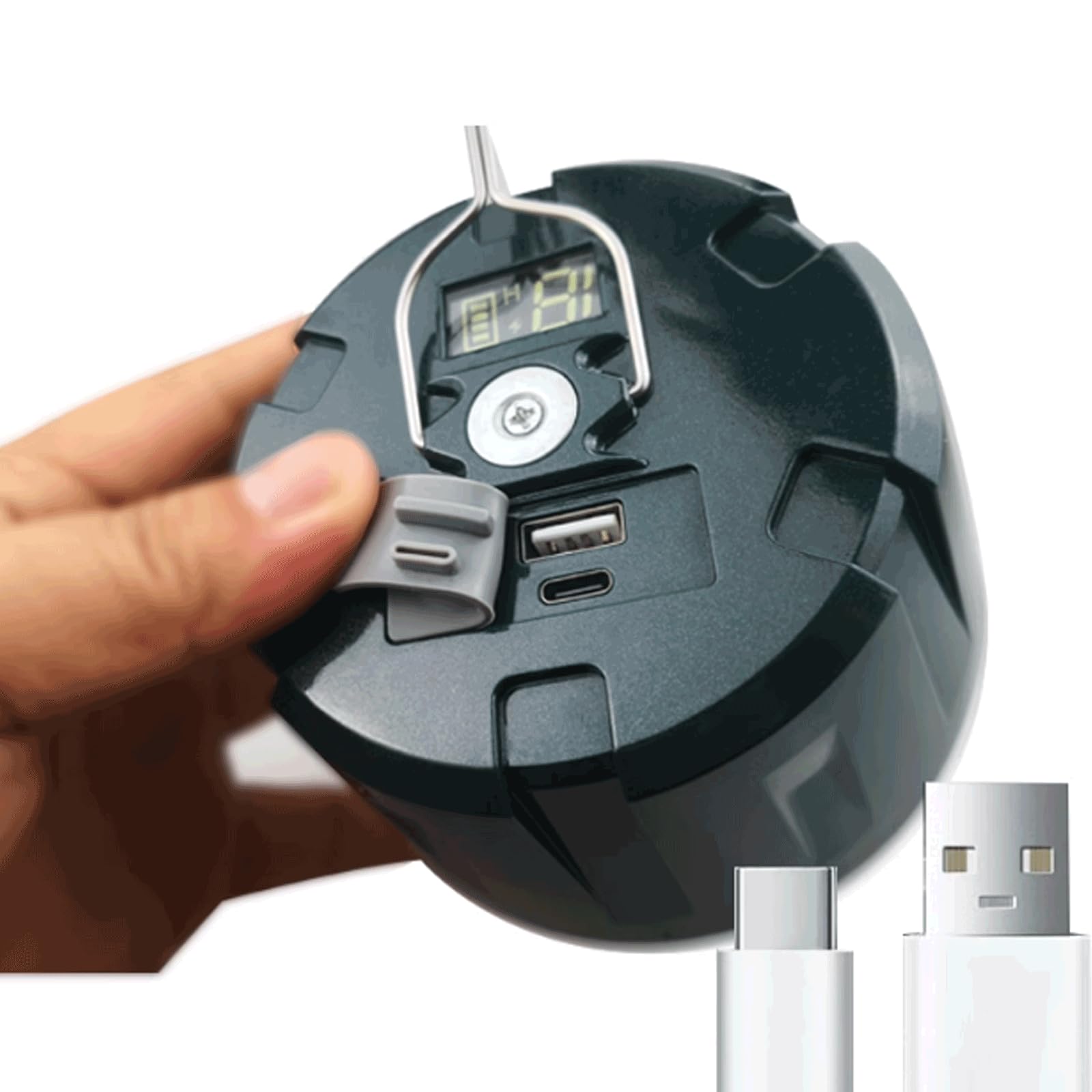 Lampa rechargeable camping Ładowalna latarnia kempingowa typu C z haczykiem magnetycznym i wyświetlaczem mocy w kolorze ciemnoniebieskim(M-dark Blue)