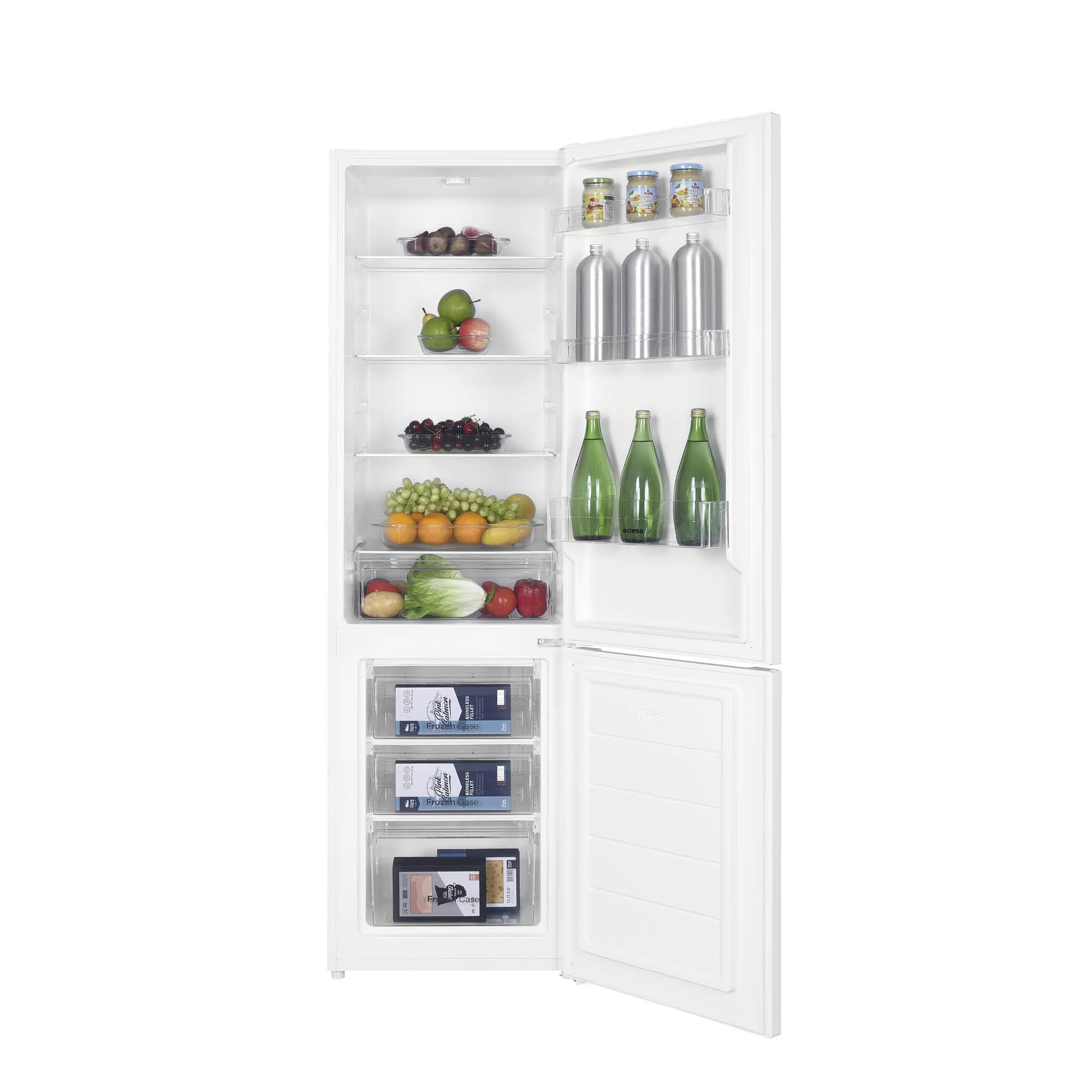 EDESA Frigorífico Combi Estático EFC-1821 ST WH de 180 cm, 262 L, Control Electrónico, Fresh Box, 3 Cajones, LED, Puertas Reversibles, Clase E, Blanco