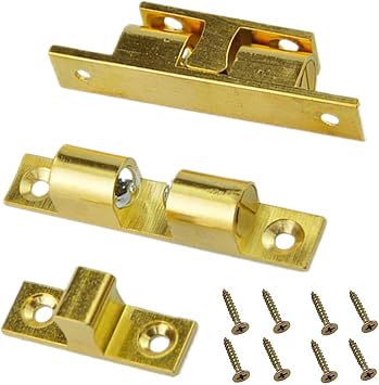 Solid Brass Cabinet Door Closet Ball Tension Catch Latch,2.36-Inch x 0.47-Inch Cabinet Door Lock Furniture Door Clasp Suitable for Most Cabinets2 Pcs