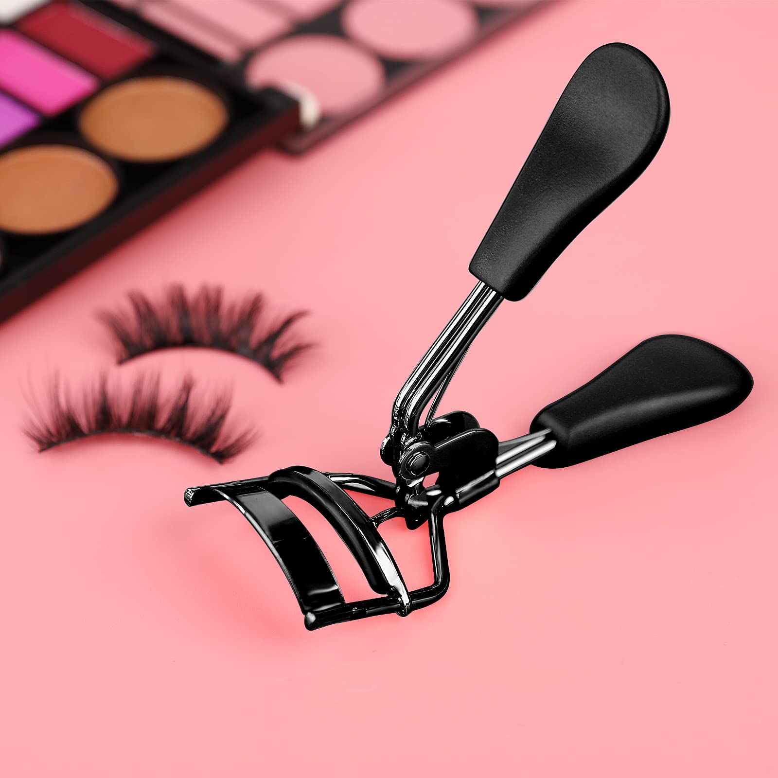Sibba Rizador de Pestañas Profesional Rizador Pestañas con 10 Almohadillas Repuesto Silicona Adicionales para Mujeres NiñAas Sin Pellizcos Ni Tirones Se Adapta Todas Las Formas Ojos (Negro Brillante)