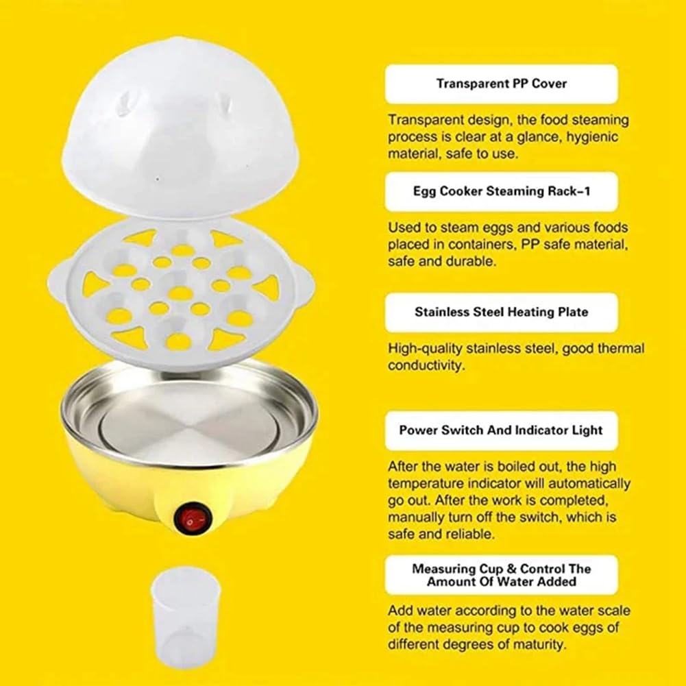 Cuiseur à Œufs Électrique 7 Œufs - Pour Œufs Durs, Pochés, Brouillés - Prise UE, Compact - Avec Accessoires - 9