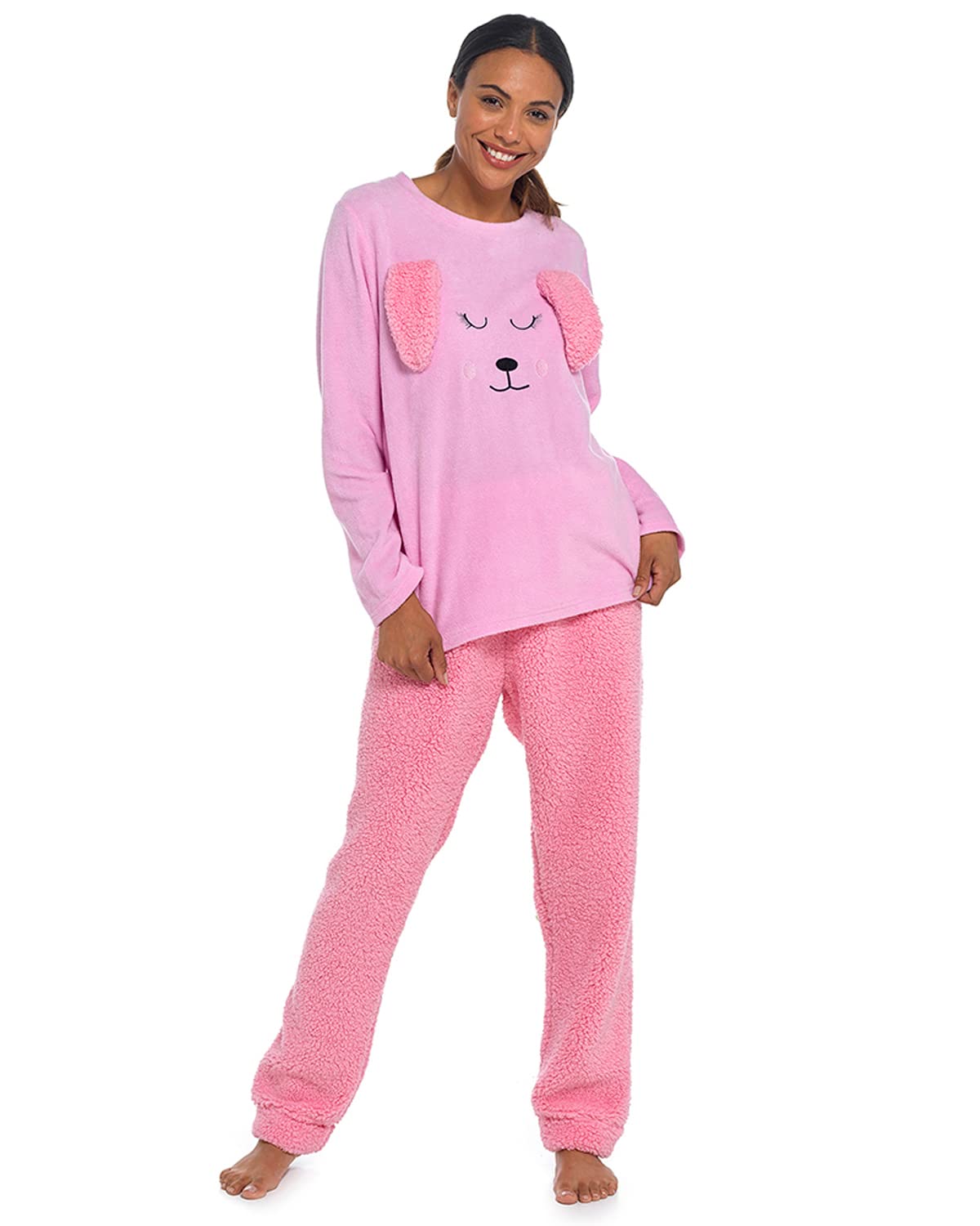 Undercover Ladies Rabbit Fleece Pyjamas LN1672 Pink 16-18