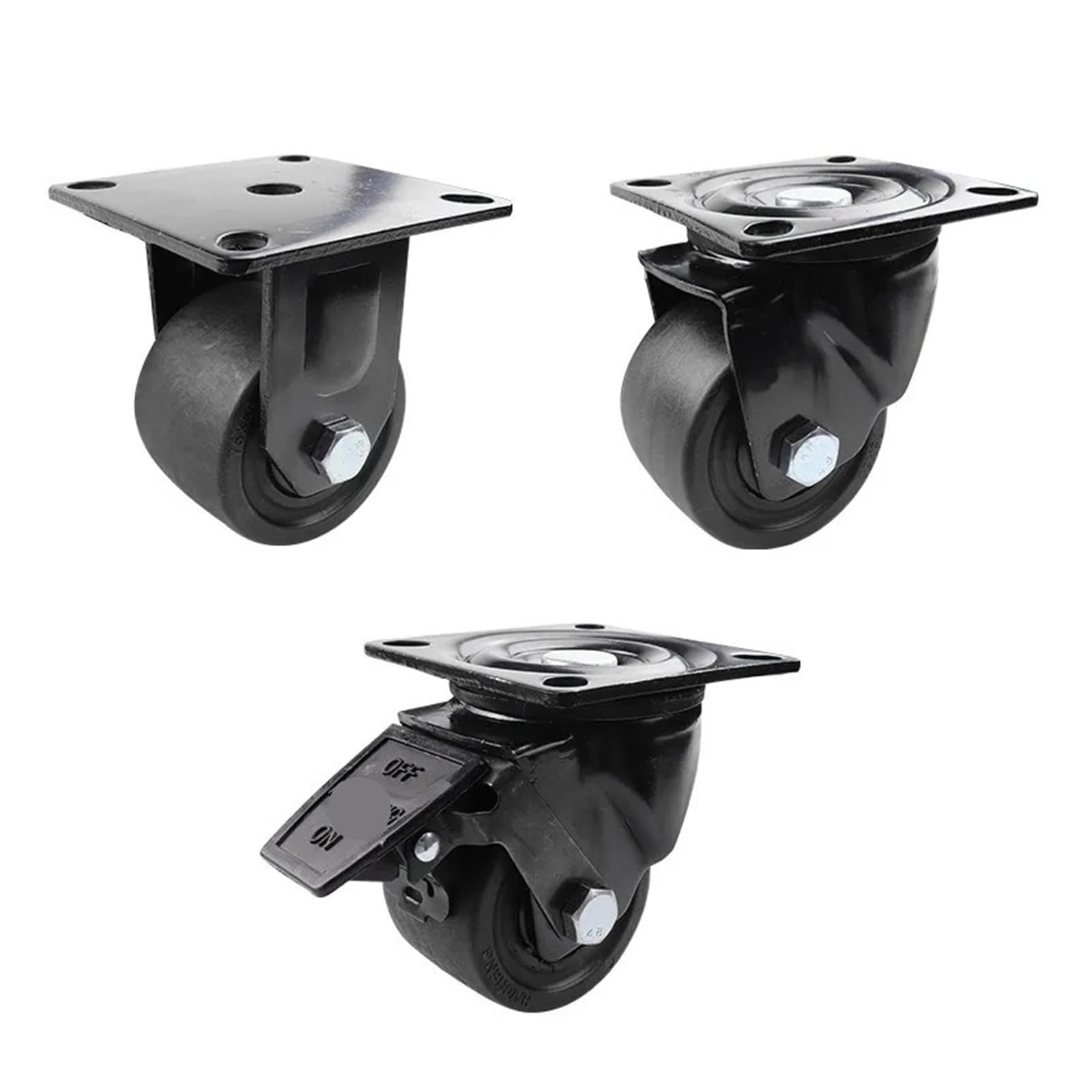 Ruedas giratorias Jumbo de 6,35 cm (2,5") de Alta Resistencia - Nylon Industrial, Centro bajo, Rueda Fija para una Movilidad Suave - Ideales para Pieles, Equipos y Cargas Pesadas