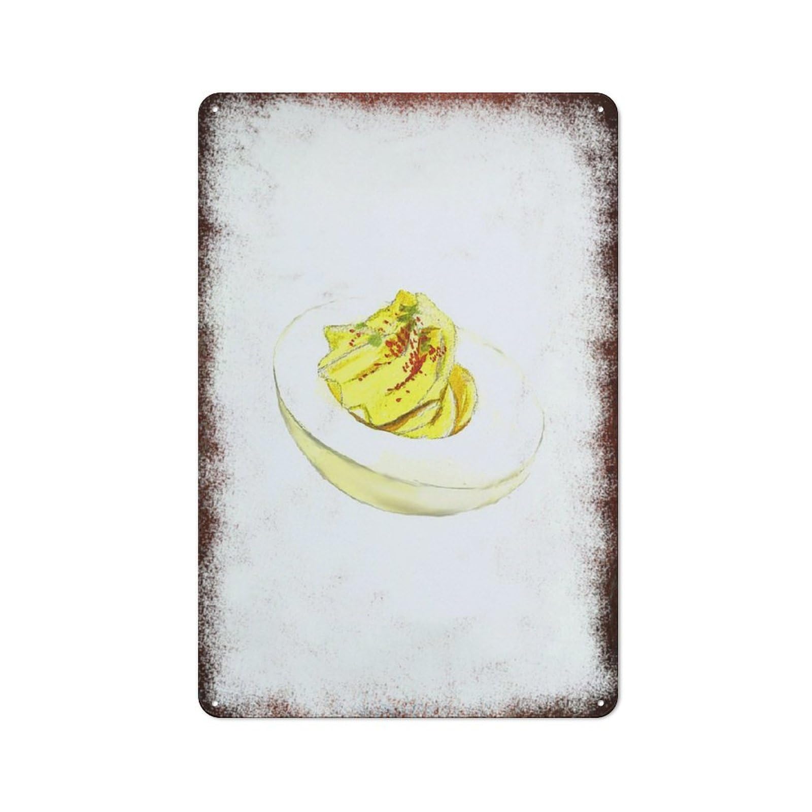 peiyeety Metal Tin Sign Deviled Egg Minimalist Pattern Vintage Rustic Wall Art Kitchen Bathroom Bedroom Living Room Cafe Farmhouse Entryway Office Garage Home Bar Laundry Room Porch Patio 8x12 Inch
