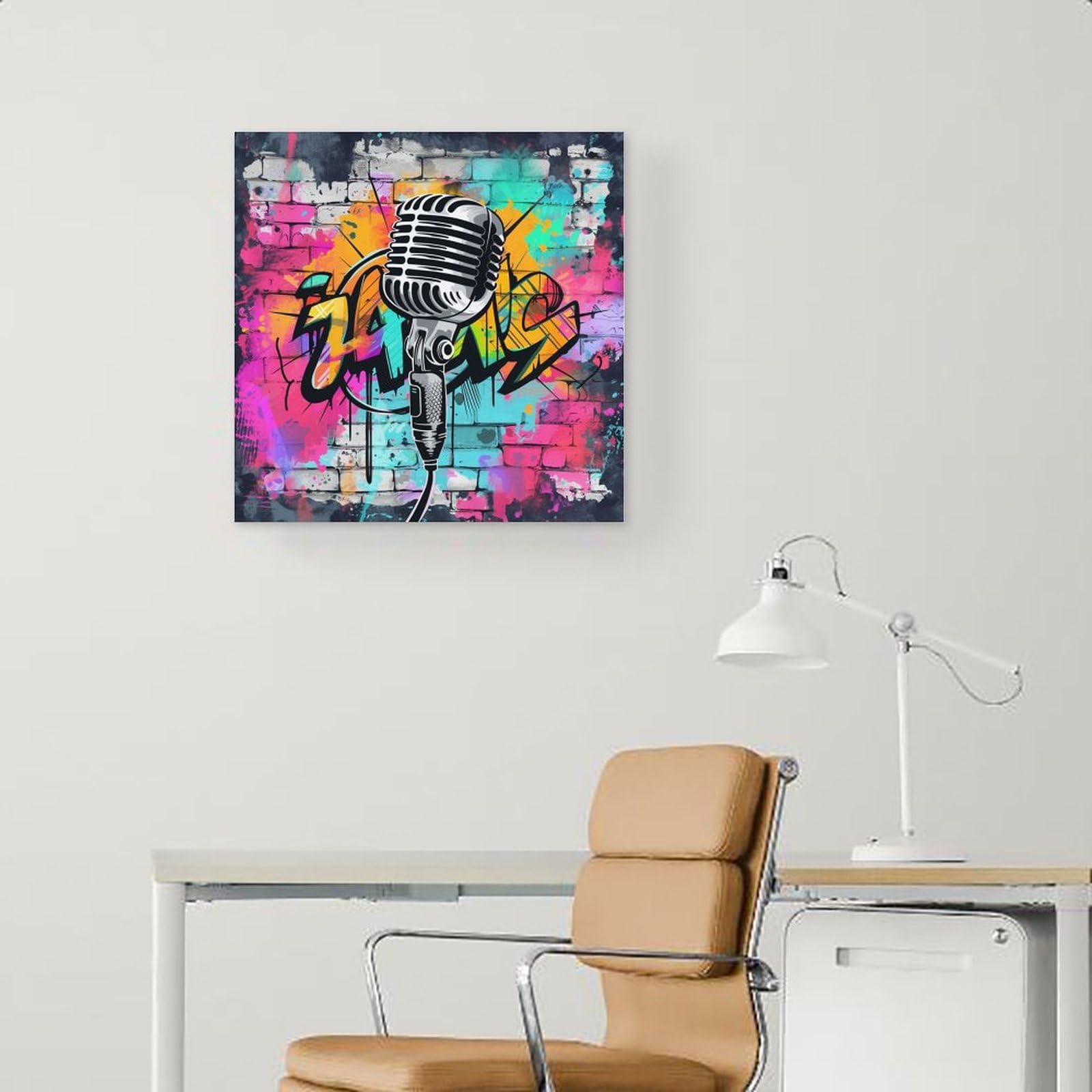 Amazon.com: Vendhui Microphone Graffiti Canvas Poster Colorful
