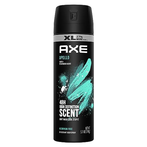 AXE Apollo Deodorant Body Spray For Men, Sage & Cedarwood 48H Odor Protection Aluminum Free Body Spray Deodorant 5.1 oz