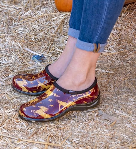 Sloggers Original Waterproof Rain and Garden Shoe for Women– Outdoor Slip-On Garden Clog with Premium Comfort Insole and Arch Support - Horse Stars Barn Red, Size 8 - Made in USA with US and Imported Parts by Sloggers - Image 2