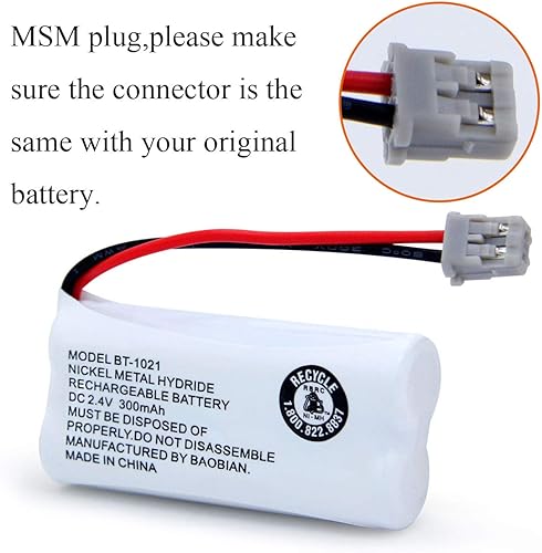 Miniatura 3 de BT-1021 BBTG0798001 Reemplazo de batería recargable compatible con teléfonos inalámbricos Uniden modelo BT1021 BT-1008 BT-1016 2.4V Ni-MH 2 unidades