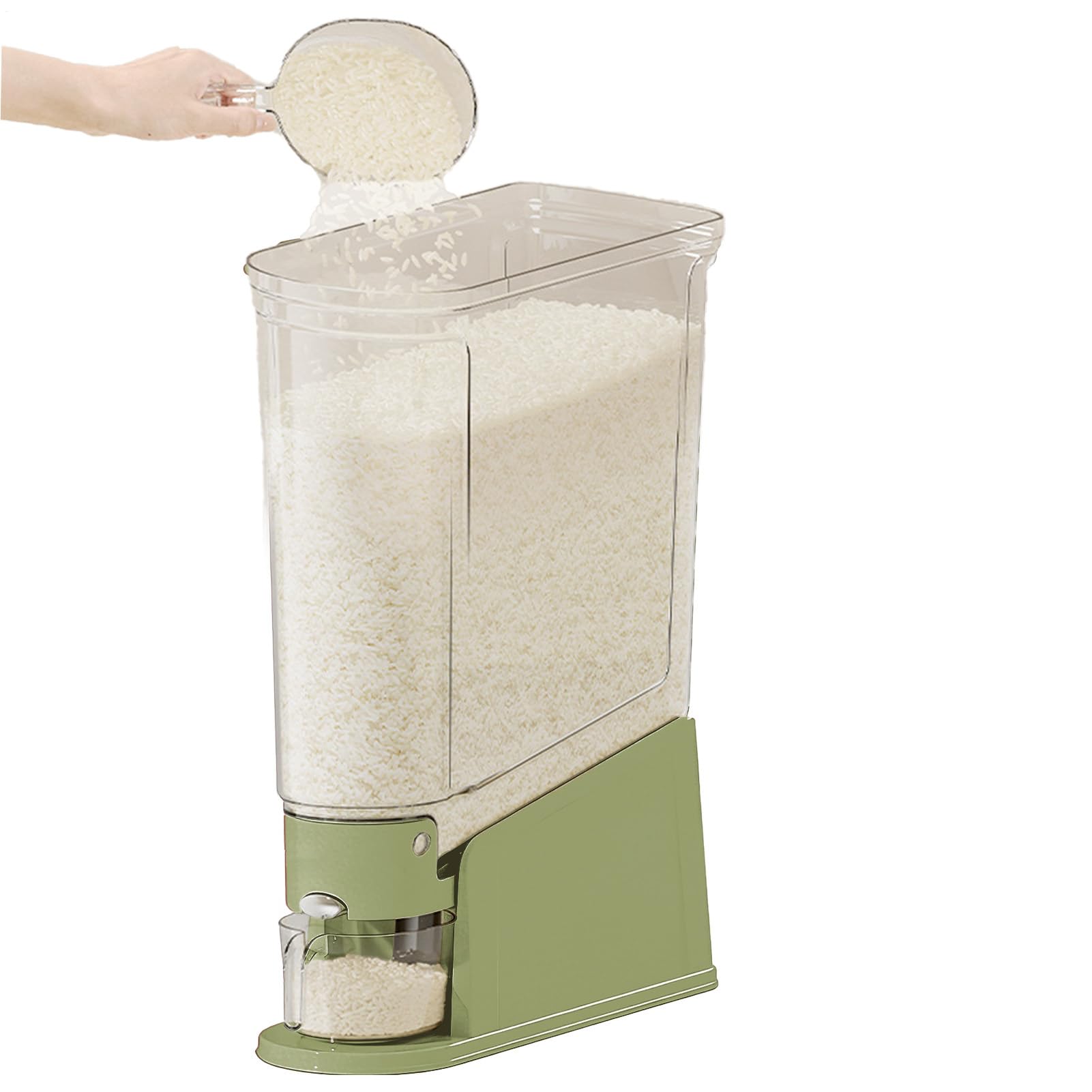 Dispenser di riso barattolo trasparente di grande capacità con tacchetto | Contenitore dispenser per riso e alimenti in casa, cucina, ristorante, per conservare alimenti secchi e animali domestici