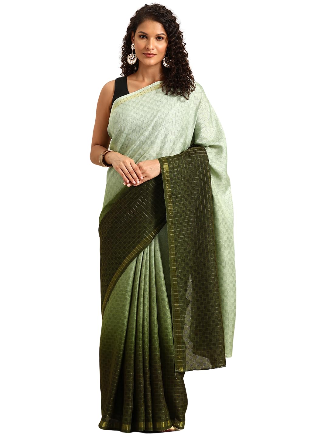 Shiv Textiles Women Poly Cotton Ready To Wear Saree Embrace Style In An Instant(St-R-2-Green)