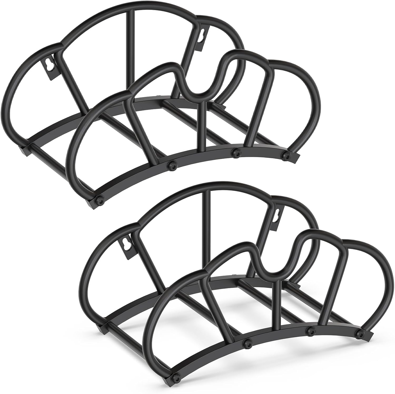 Qatsrin Super Stable Garden Hose Holder Wall Mount, Heavy Duty Water Hose holder Hanger Holds 125-Feet Hose, Metal Hose Storage Reel Rack Organizer for Outside Yard Lawn, 2 Pack