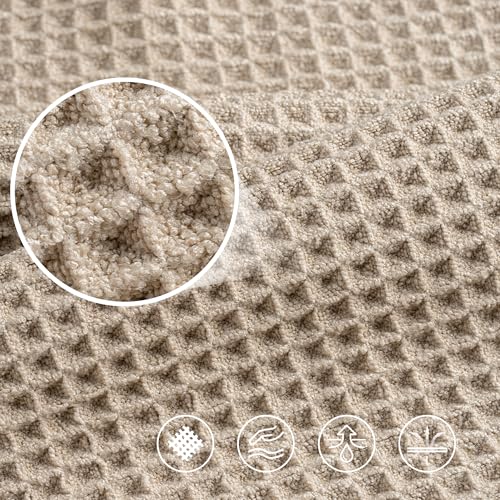 Image of POLYTE 430 GSM Microfiber Oversize Quick Dry Lint Free Bath Towel, 60 x 30 in, 4 Pack (Waffle Weave)