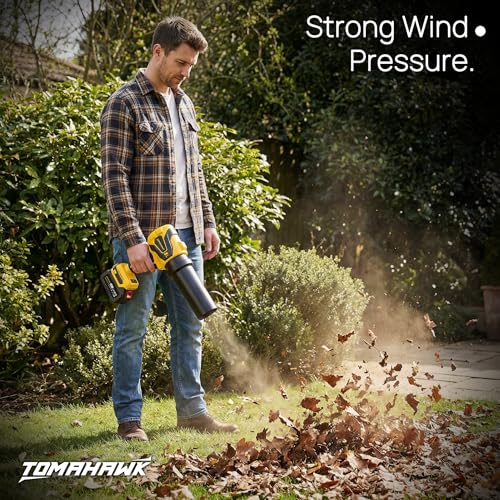 Image of TOMAHAWK CTB-20A Cordless Turbo Blower with 20V 3.0Ah x 2 Batteries, GS & CE Certified, Air Flow Speed 200km /hr, LED Light & Battery Indicator