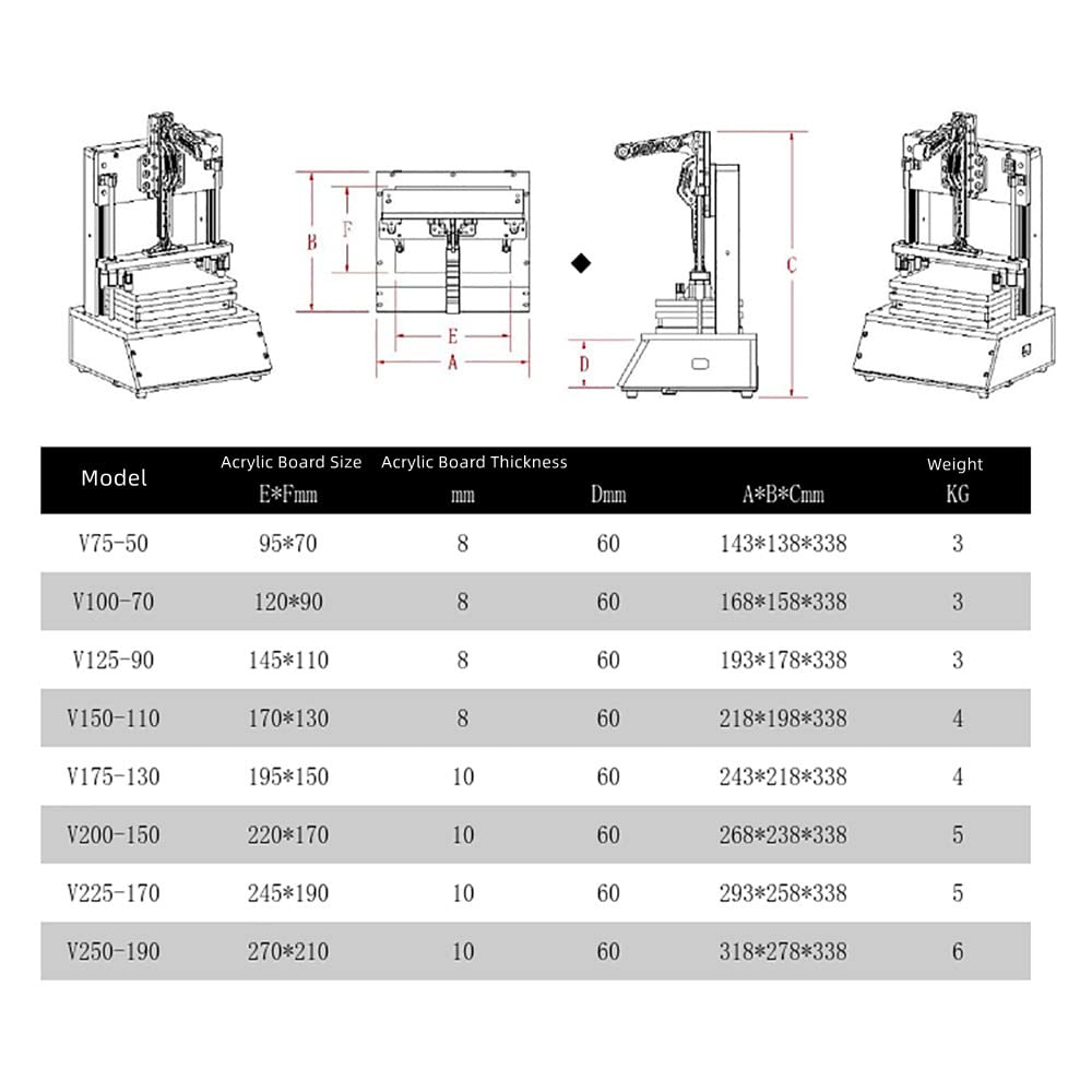 Multifunction PCB Jig Functional Test Stand, FCT Jig ICT Circuit Board Universal Test Frame PCBA Tester Fixture Stroke 60MM (245X190MM)