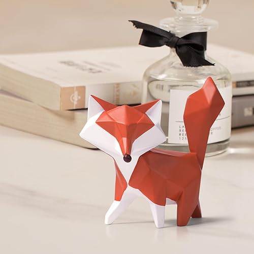 Miniatura 2 de HAUCOZE Figura de zorro para regalo de escultura geométrica, decoración de estatua de animales, regalos de poliresina, arte de 4.0 pulgadas
