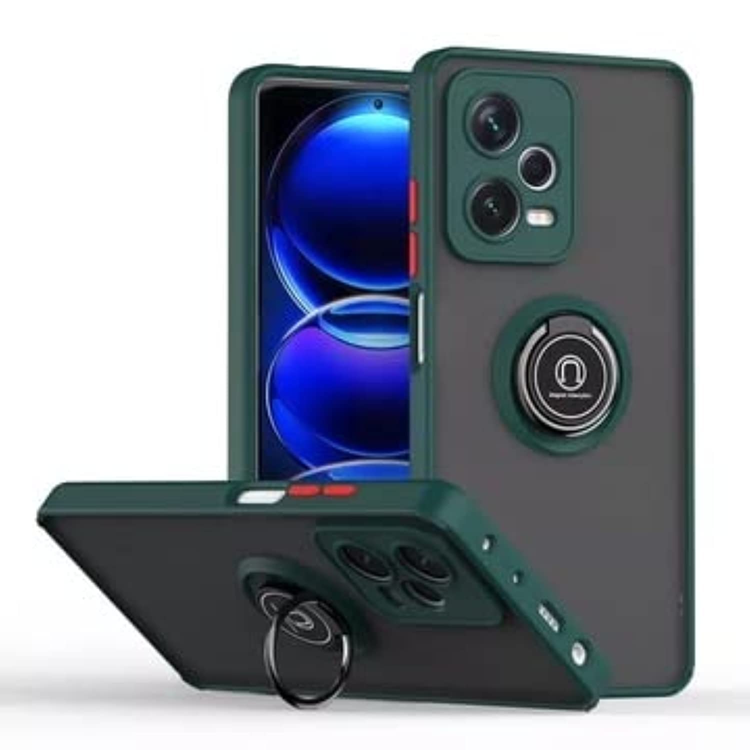 Zubitech Case For Xiaomi Redmi Note 12 Pro 5G Rotational Metal Ring Grip Kickstand Cover Magnetic Car Mount Holder Case Shockproof TPU Bumper for Xiaomi Redmi Note 12 Pro 5G (Green)